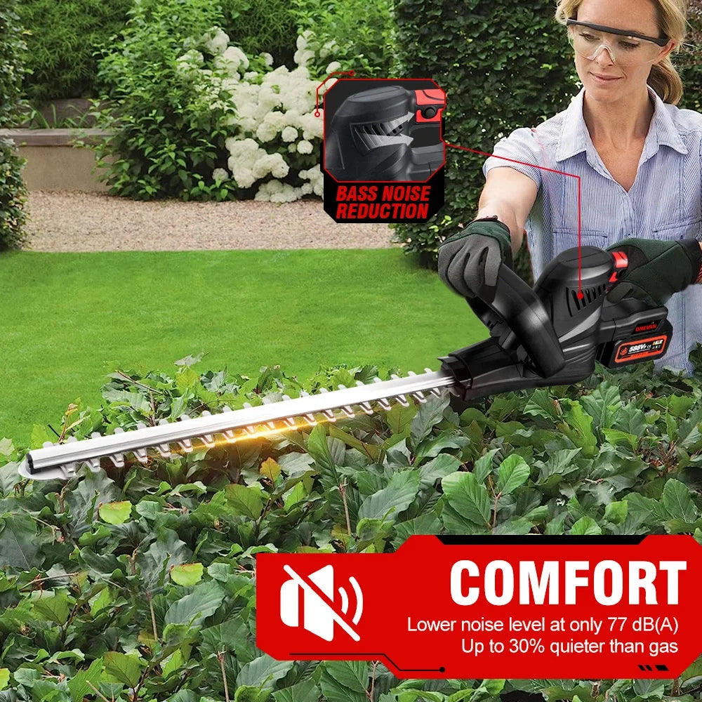 Elektrische Heggenschaar - Heggenschaar Accu - Haagschaar - Heggentrimmer - 2000W - 51cm Dubbelzijdig Mes - Voor Tuinonderhoud - 2 Accu