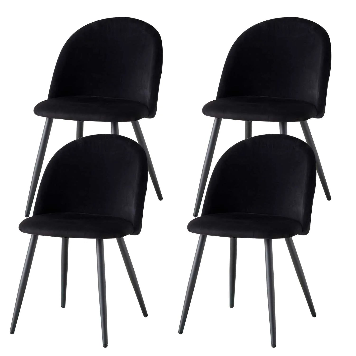 Eetkamerstoelen – Stoelen – Velvet Stoelen – Zwarte Stoelen – Comfortabel – Verchroomd Metalen Onderstel – 120 Kg Draagkracht - QUORE