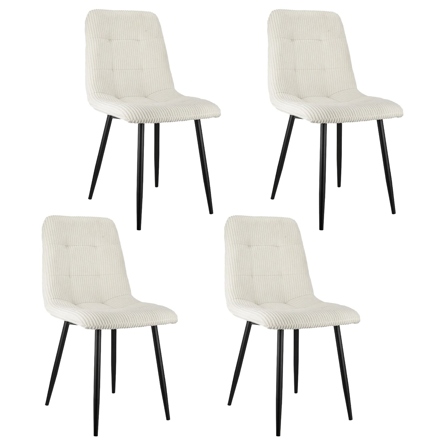 Eetkamerstoelen – Set of 4 Stoelen – Zitten – Bureaustoelen – Zitplaatsen – Ergonomisch Design – Stevig Metalen Frame - 43 x 50 x 87.5 cm - Beige