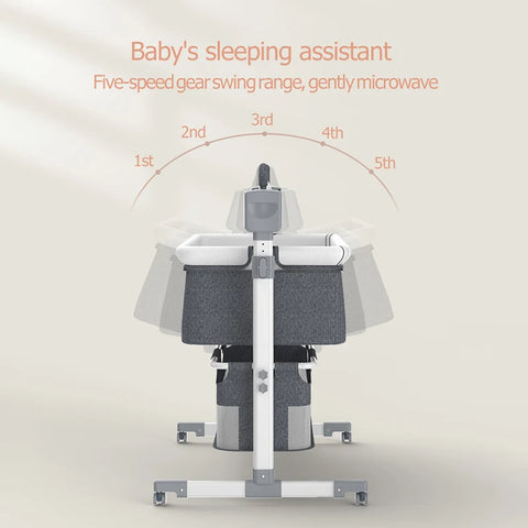 Elektrisch Babybed - Wieg - Co-Sleeping Functie – Verstelbare - Ledikant – Multifunctionele Cradle - Bassinet - Bluetooth - Grijs