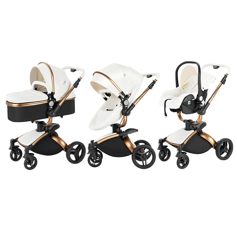 Babywagen - Buggy - Inklapbare Buggy - Opvouwbare Buggy - Inklapbare Buggy New Born - 3 in 1 -BabyWalker- Lichtgewicht Ba voor Pasgeboren Baby - Wit