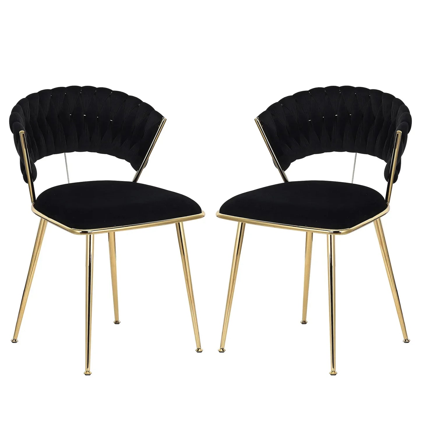 Eetkamerstoelen – Stoelen – Velvet Stoelen – Zwarte Stoelen – Set van 2 – Comfortabele Zitting – Stabiele Metalen Poot
