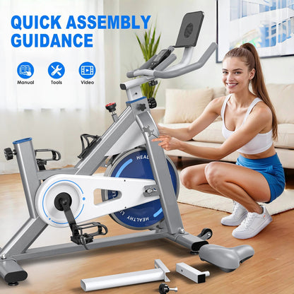 Indoor Fiets – Hometrainer – Cardio Fiets – Fitnessfiets – Stabiel Tot 150 Kg – Verstelbare Weerstand 300 Watt - Zilver