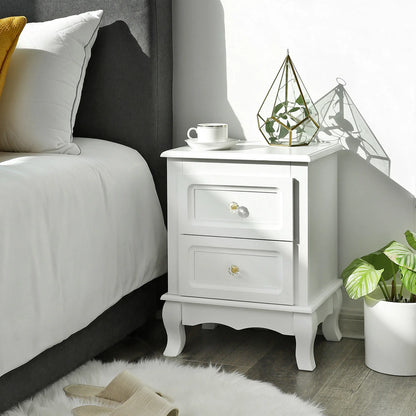 Nachtkastje - Kast - Slaapkamerdecoratie - Woonkamer - Organizer - 38,5 cm x 30,5 cm x 52,5 cm - Wit - QUORE