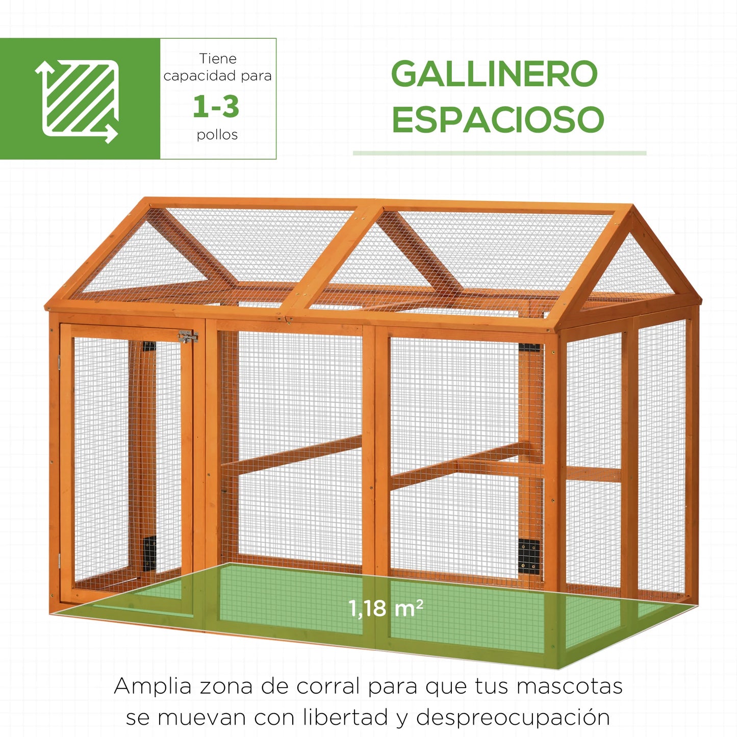 Kippenhok – Kippenren – Pluimveehok – Kippenverblijf – Vurenhout – Ventilatie Met Metaalgaas – Compacte Afmetingen 140 x 88.5 x 106 cm - Hout Natuurlijk