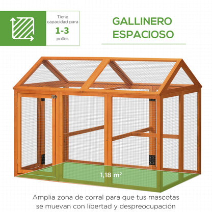 Kippenhok – Kippenren – Pluimveehok – Kippenverblijf – Vurenhout – Ventilatie Met Metaalgaas – Compacte Afmetingen 140 x 88.5 x 106 cm - Hout Natuurlijk