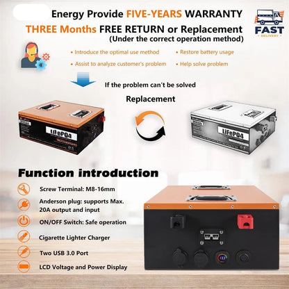 12V 300Ah LiFePO4 Batterij – Accu – Energieopslag – Lithium Accu – Camper Accu – Hoge Capaciteit 300Ah – Ingebouwd BMS Veiligheidssysteem