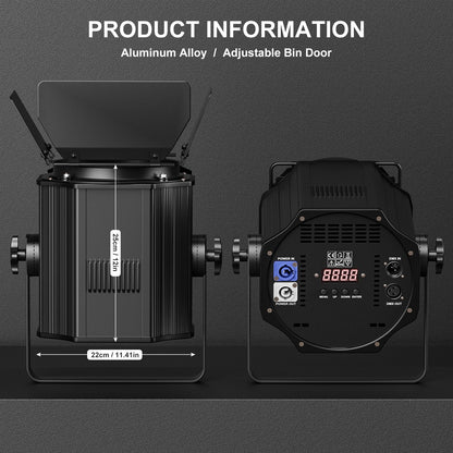 Professionele LED Par Spots – LED Podiumverlichting – DJ Verlichting – Theaterlampen – Eventverlichting – 4 Stuks 200W – Instelbare Warm & Koud Wit Kleurtemperatuur - QUORE