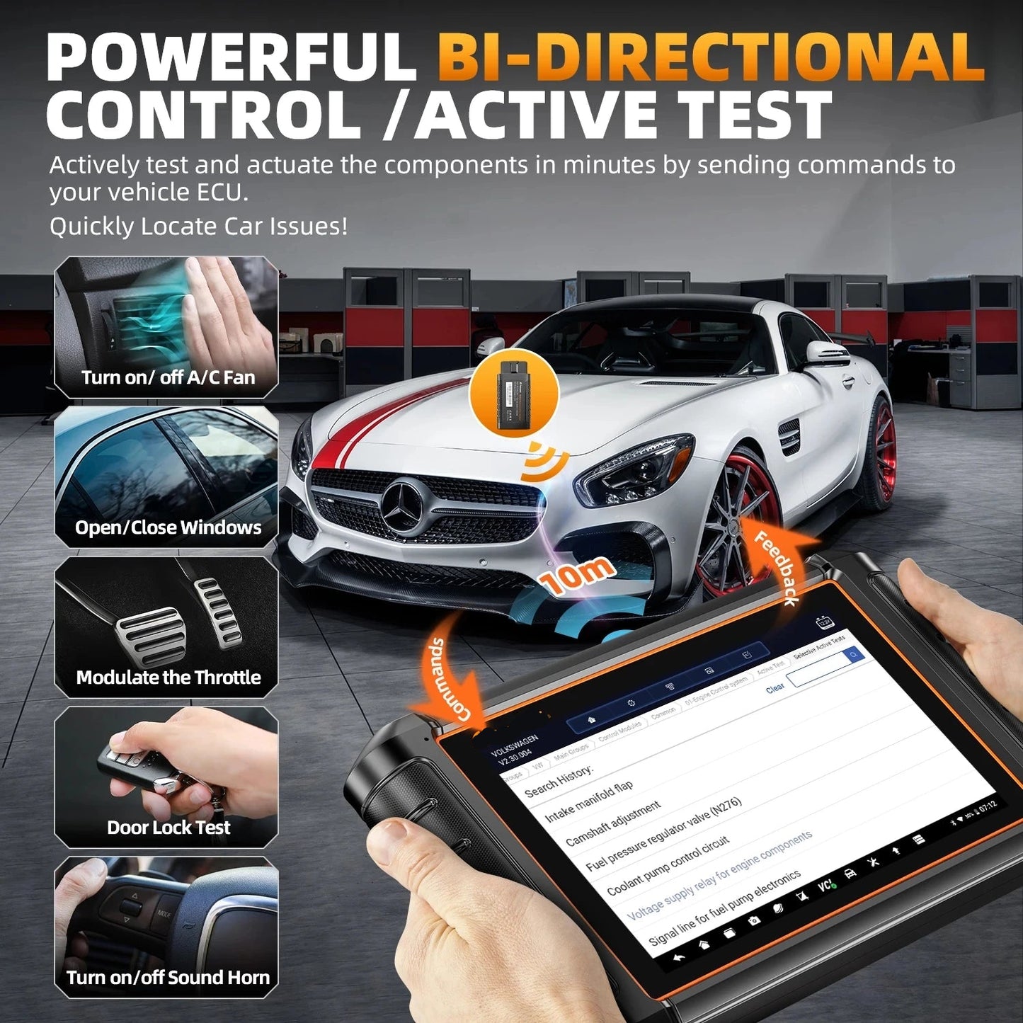 OBD2 Scanner – Autodiagnose Apparaat – Foutcode Uitlezer – Voertuigscanner – 8-Inch Touchscreen – Bi-Directionele Testen – 15 Uur Batterijduur