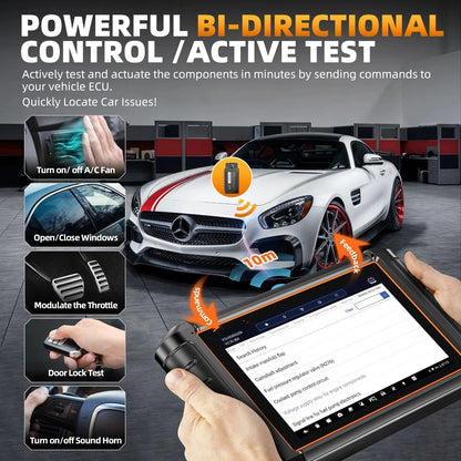 OBD2 Scanner – Autodiagnose Apparaat – Foutcode Uitlezer – Voertuigscanner – 8-Inch Touchscreen – Bi-Directionele Testen – 15 Uur Batterijduur