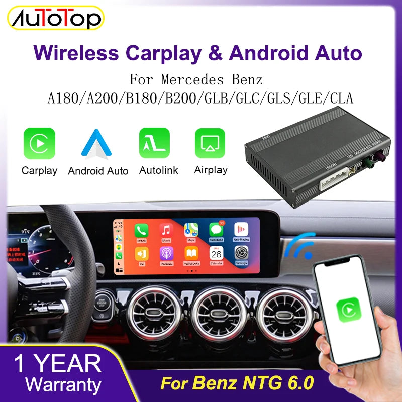 Draadloze CarPlay Adapter – Android Auto Interface – Bluetooth Connectie – Auto Multimedia Oplossing – NTG 6.0 Variant – Eenvoudige Installatie – Ondersteunt AirPlay & MirrorLink
