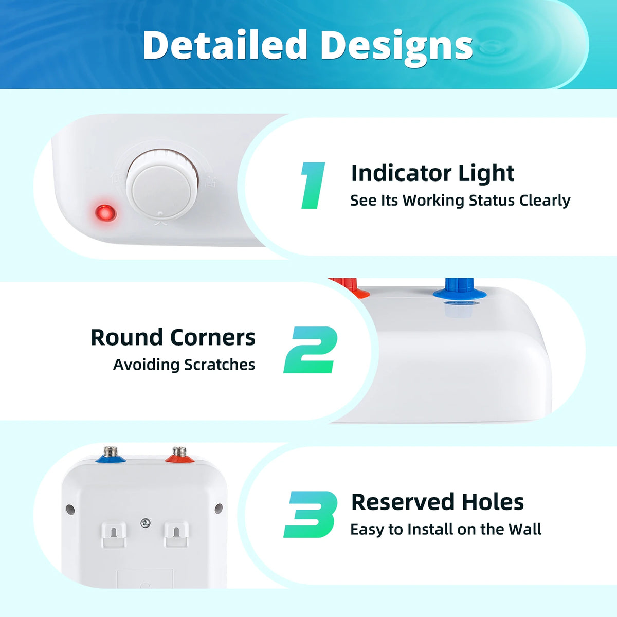 8L Electric Hot Water Storage Tank Water Heater Boiler Under Sink Kitchen 1.5KW - QUORE
