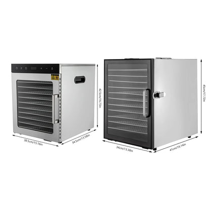 Voedseldroger – Voedsel Dehydrator – Fruitdroger – Snackdroger – Groentedroger – 12 Roestvrijstalen Trays – 800W Met Digitale Temperatuurregeling