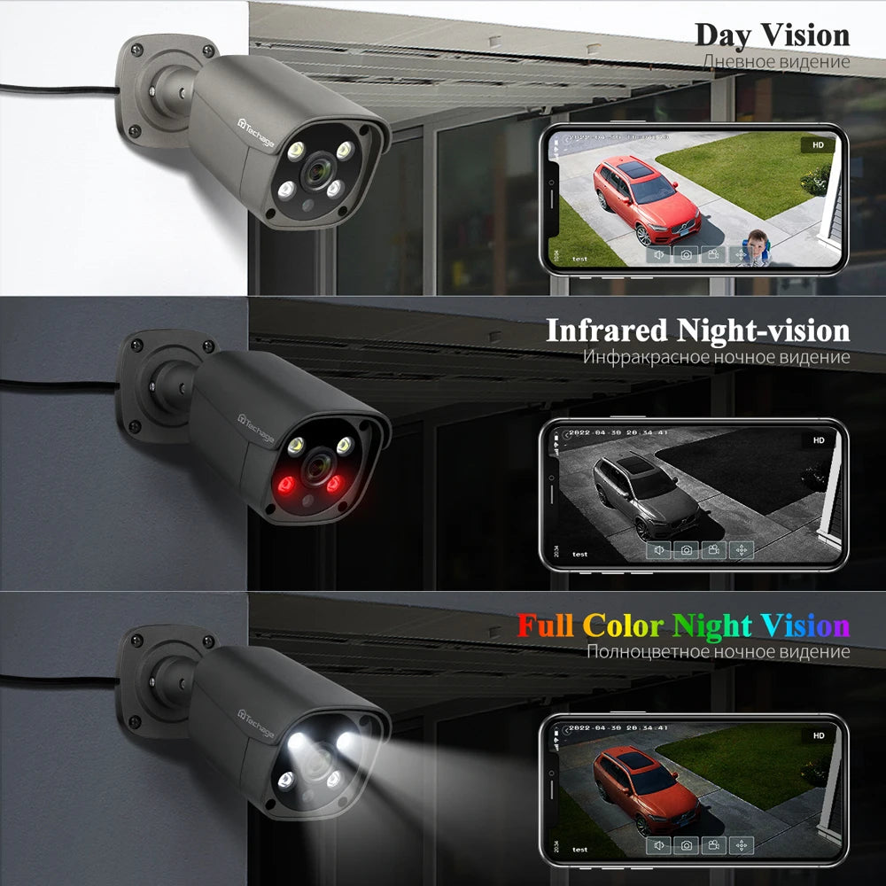 Techage 8CH 5MP 8MP Security Camera System 4K HD POE IP Camera Kit Two Way Audio Face Detect Metal Outdoor Video Surveillance - QUORE