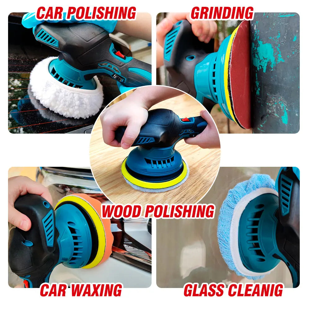 Polijstmachine Auto - Mini - Polijstmachine - Accu - Poetsmachine - 6000RPM Draadloos - 12V Elektrische - 6 Snelheden - Waxen - Compact - Krachtig -2 Batterijsets