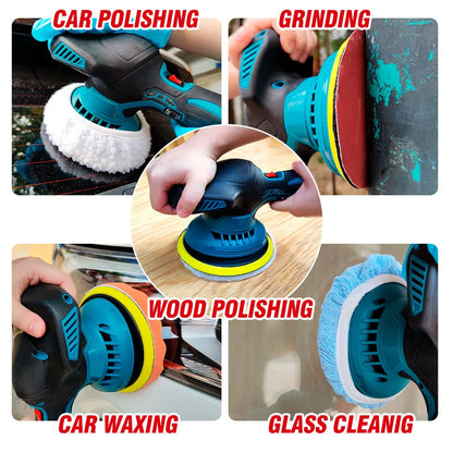 Polijstmachine Auto - Mini - Polijstmachine - Accu - Poetsmachine - 6000RPM Draadloos - 12V Elektrische - 6 Snelheden - Waxen - Compact - Krachtig -2 Batterijsets