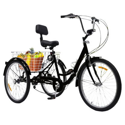 Driewieler – Driewiel Fiets – Driwieler – Driewielfiets – 7 Versnellingen – Stalen Frame – Inklapbaar Frame - Zwart