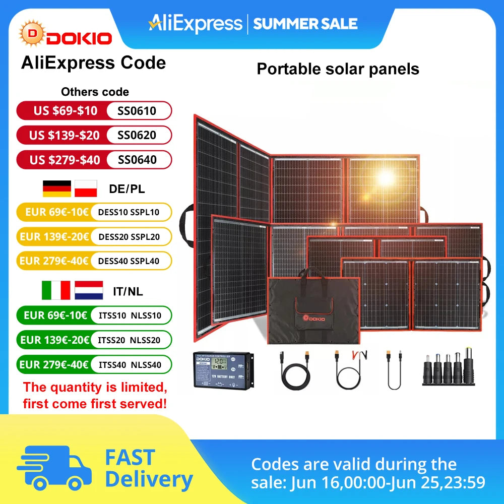 Flexibel Zonnepaneel – Opvouwbaar Zonnepaneel – Mobiel Zonnepaneel – Lichtgewicht Zonnepaneel – Hoog Rendement – Weerbestendig - 18V - 200W - QUORE