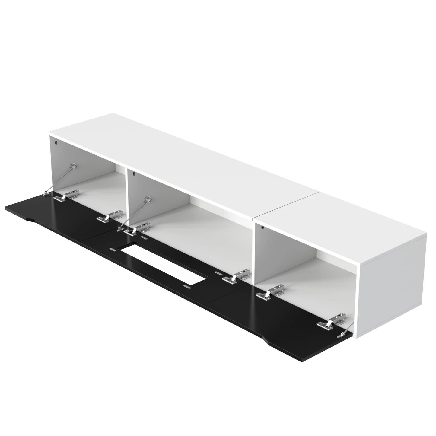 TV-Kast – Meubel – Woonkamermeubel – TV-Meubel – Hoogglans Zwart-Wit – Instelbare LED-Verlichting – Flexibele Plaatsing - 180 x 30 x 35 cm - Wit & Zwart
