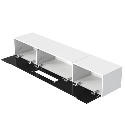 TV-Kast – Meubel – Woonkamermeubel – TV-Meubel – Hoogglans Zwart-Wit – Instelbare LED-Verlichting – Flexibele Plaatsing - 180 x 30 x 35 cm - Wit & Zwart