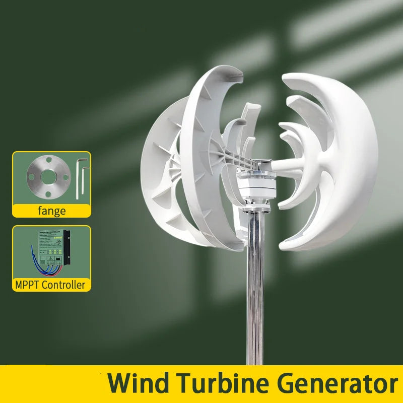 3000W Verticale As Windturbine Generator – Verticale Windmolen – Windgenerator – Windenergie Generator – Off-Grid Windturbine 48V Met MPPT – Laag Geluidsniveau – Start Bij Lage Windsnelheid