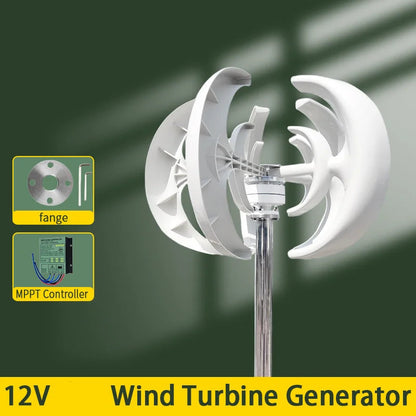 3000W Verticale As Windturbine – Windgenerator – Windmolen – Windenergie Generator – Windmolen Generator – 12V Met MPPT Lader – Stil En Laag Startwindvermogen - QUORE