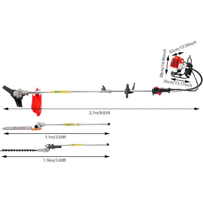 4 in 1 Petrol Brushcutter 52cc 2 Stroke Gas Backpack Lawn Mower Hedge Trimmer with CDI Ignition System Stroke Brush Cutter