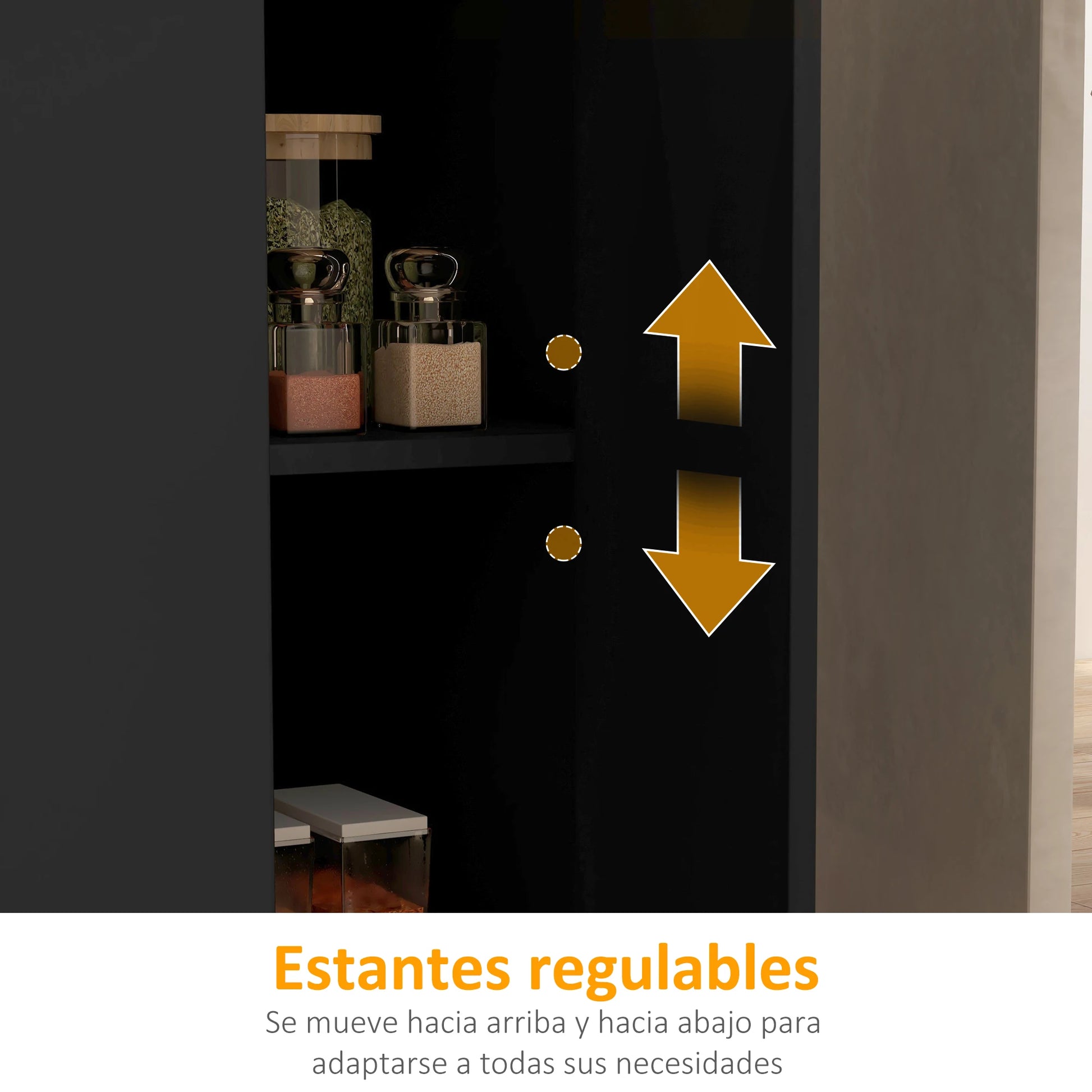 Keuken Zijtafel – Extra Werkruimte – Keukentafel – Opbergmeubel – Praktische Zijtafel – Push-To-Open Deuren - 105 x 60 x 82 cm - Zwart en Eiken - QUORE