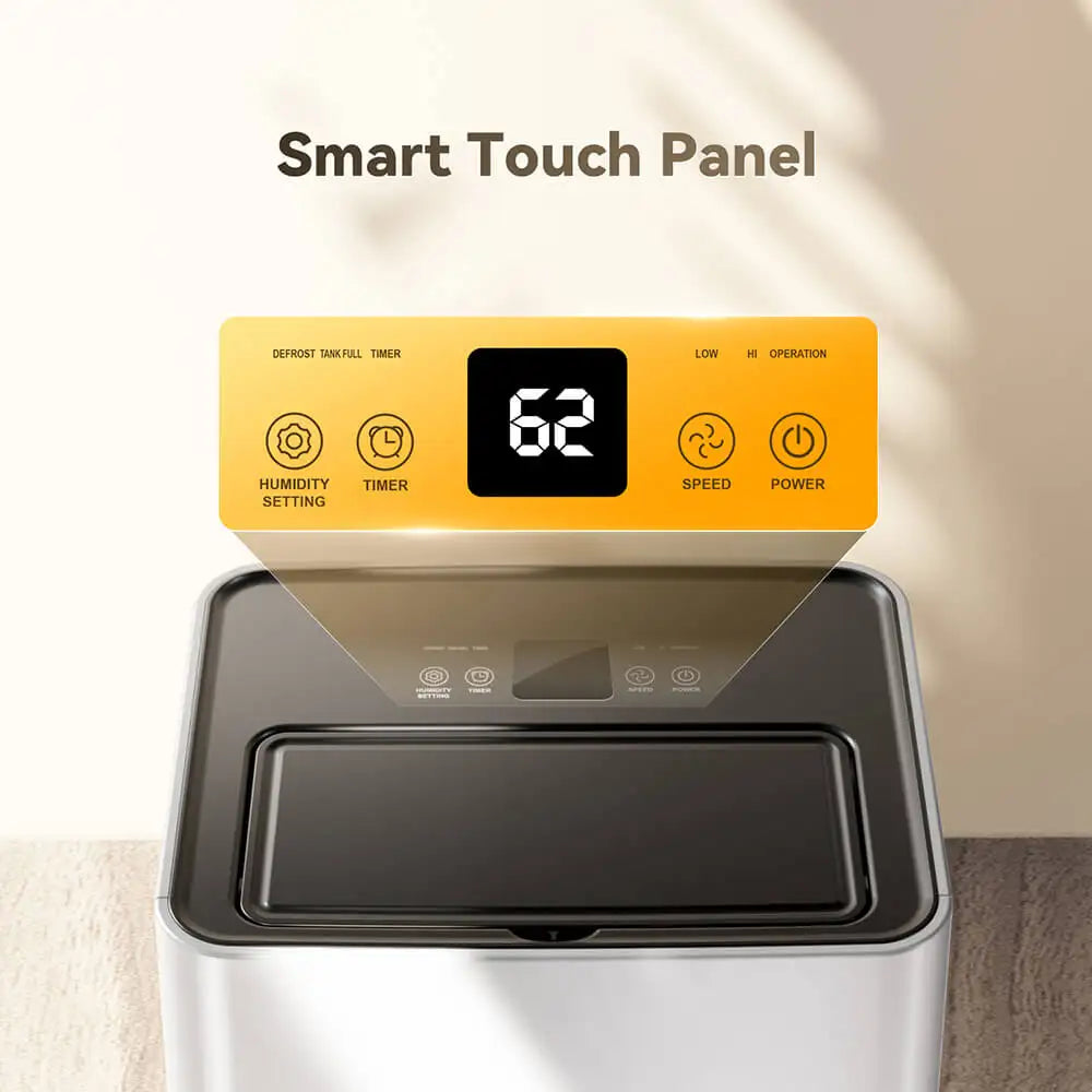 Luchtontvochtiger - Luchtreiniger - Draagbare - 35dB - 3.2L - Energiezuinig - Smart Touch Panel - Automatische Uitschakeling - met Ventilator - voor Thuis - en Kantoorgebruik - Wit