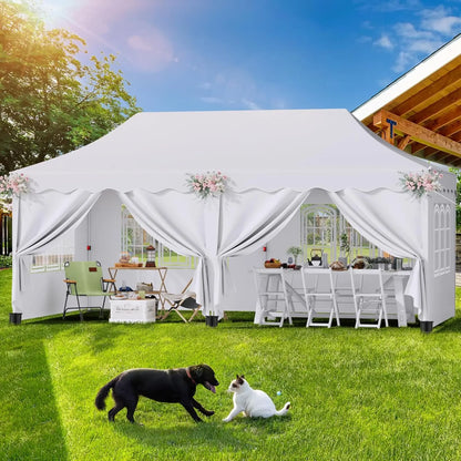 Tuinpaviljoen – Partytent – Pop-Up Tent – Inklapbare Tent – 3X6 Meter – Waterdicht 210D Oxford – UV-Bescherming Factor 50+ - Blauw - QUORE