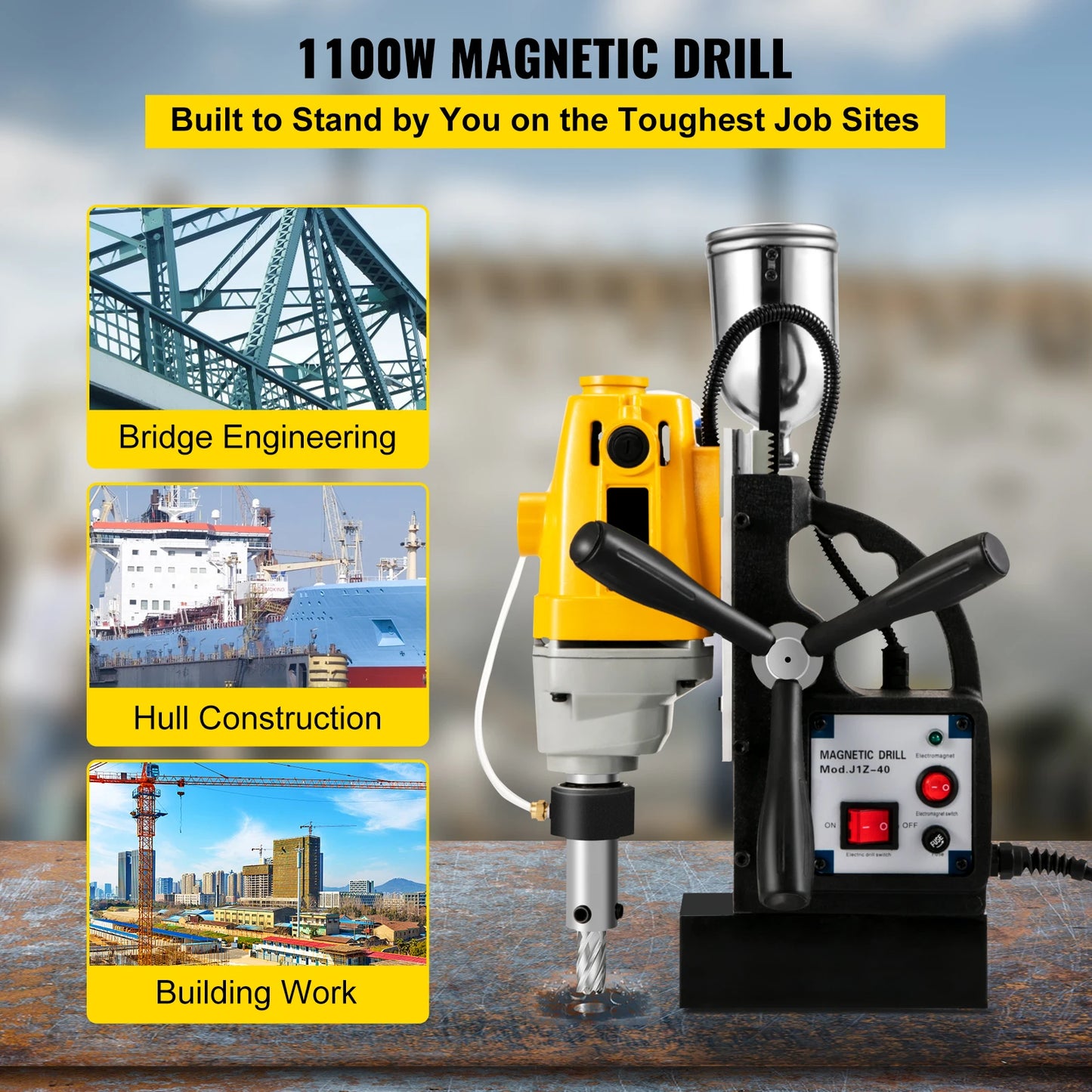 Magneetboormachine - Boormachine - Elektrische Boorpers - Kernboormachine - Magnetische Boormachine - Kernboor - 1100W - 40mm - Elektromagnetisch Boorapparaat - Industriële Boorstandaard
