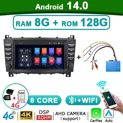 Autoradio – Car Multimedia Speler – Auto Radio – 2-DIN Radio – Touchscreen – 8 Inch HD Scherm – Android 14 Systeem