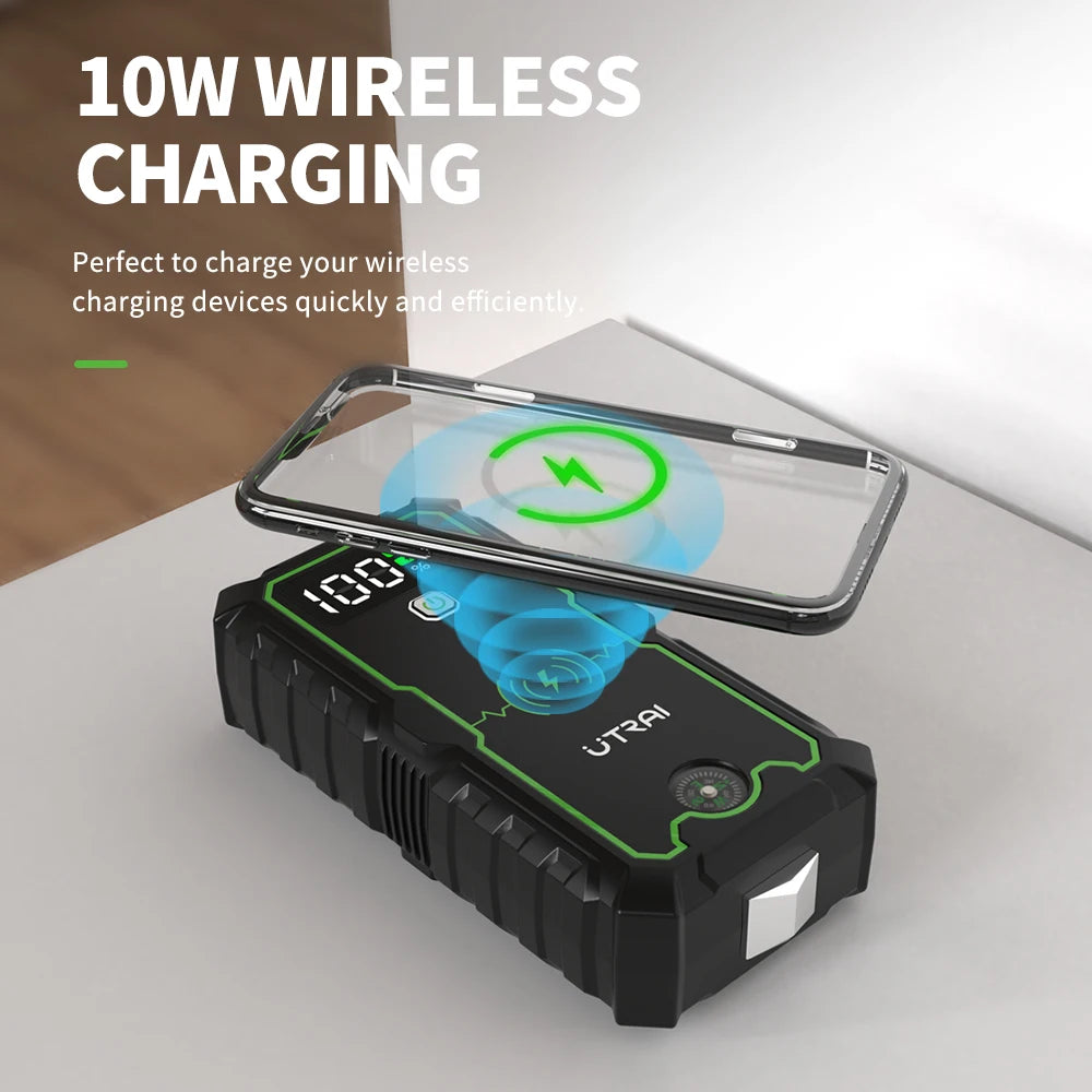 Utrai - JS-1 Pro - Jumpstarter voor Auto - Startkabels - Starthulp - 12V - 2500A - Jumpstarters - Powerbank - Zwart - QUORE