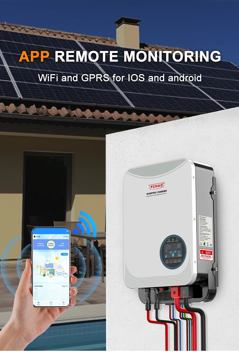 Zonne-omvormer – Hybride Inverter – Solar Inverter – MPPT Laadregelaar – Zuivere Sinusgolf – 6,2 kW Vermogen – WiFi Monitoring - QUORE