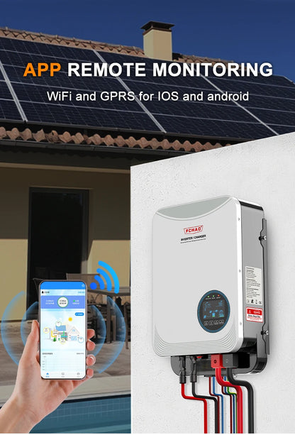 Zonne-omvormer – Hybride Inverter – Solar Inverter – MPPT Laadregelaar – Zuivere Sinusgolf – 6,2 kW Vermogen – WiFi Monitoring - QUORE