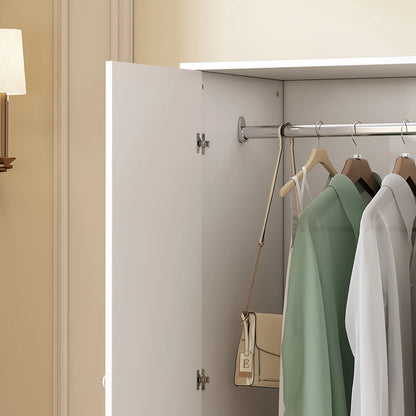Witte Kledingkast – Garderobekast – Kledingrek – Opbergkast – 2 Lades – Houtmateriaal – 175 Cm Hoog