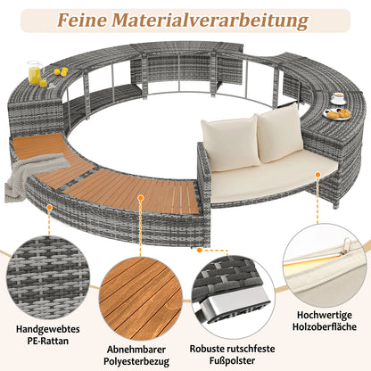 Ronde Tuinbank – Buitenlounge – Tuinmeubel – Loungeset – Zithoek – PE-Rattan – Weerbestendig