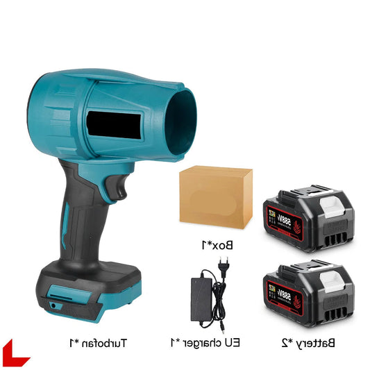 Turbo Fan - Blower - Air Duster - Jet Fan - Waaier - Ventilator - Elektrische - 2000W - Borstelloze - Handventilator - voor Blad, Stof, Sneeuw en Auto’s - met 2 Batterijen 588VF Set - QUORE