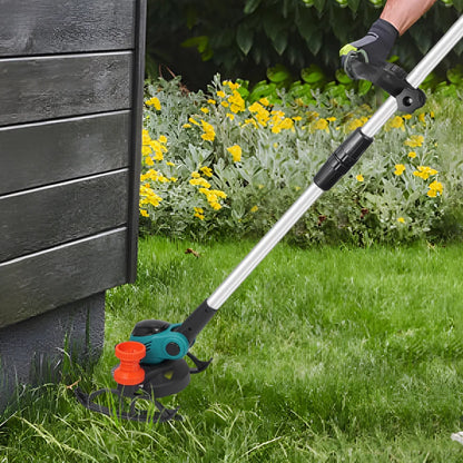 Handmaaier - Grasmaaier - Grastrimmer - Grasschaar - Grasmachine - 3000W - 6-Inch - Elektrische/Accu - Grastrimmer met 90° Verstelbare Kop – Snoerloos Tuingereedschap - 21V/18V Compatibel - Inclusief 2x Accu - QUORE