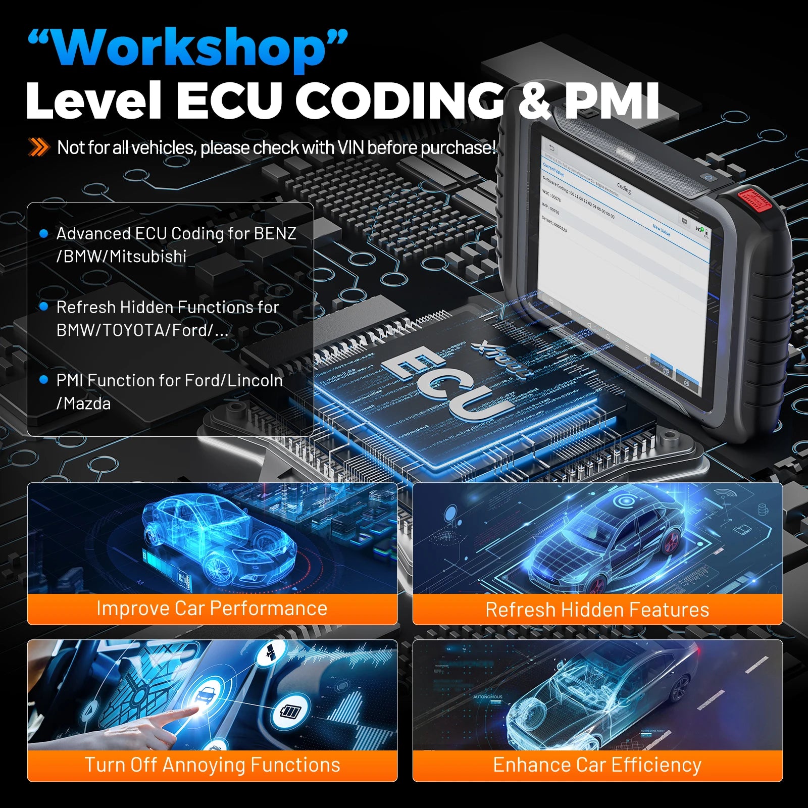 Auto Diagnosetool – Auto Scanner – OBD2 Scanner – ECU Codeerder – Diagnoseapparaat – 8-Inch Touchscreen – Wifi Draadloos – 42+ Onderhoudsfuncties - QUORE