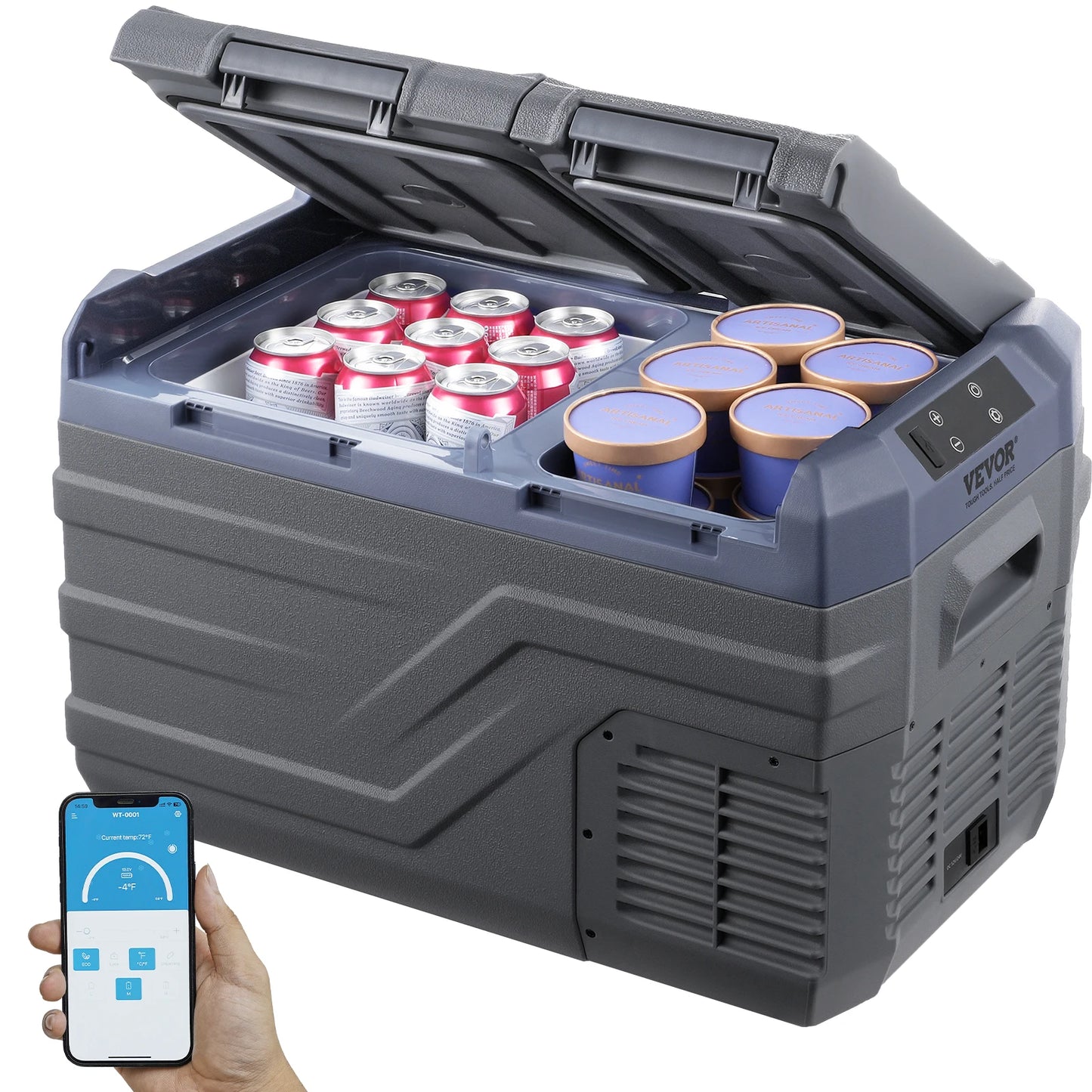 Succebuy Car Refrigerator Dual Zone Portable Freezer Car Refrigerator Fridge Adjustable Range 12/24V DC and A Compressor Freezer