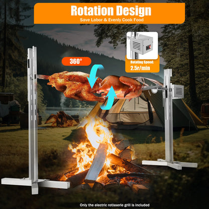 Elektrische Rotisserie – Barbecue Grill – Spit Grill – BBQ Draaispit – Roestvrij Staal – 360° Automatische Rotatie – Max 40 Kg Draagkracht