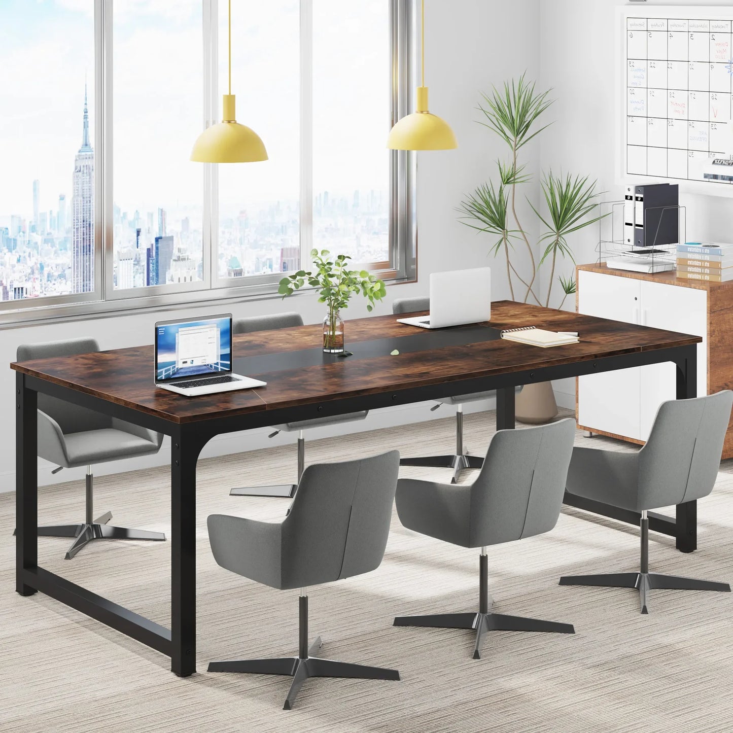 Houten Bureautafel – Werktafel – Eettafel – Vergadertafel – Gametafel – 180 Cm – Waterbestendig – Driehoekige Versteviging - QUORE