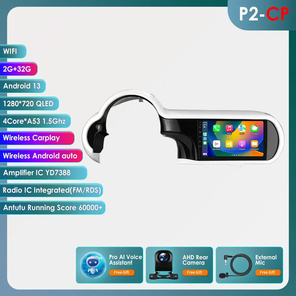 9 Inch Android Autoradio – Multimedia Systeem – Navigatie – CarPlay Radio – Touchscreen Display – Draadloos CarPlay & Android Auto – Ingebouwde GPS & 4x50W Geluid