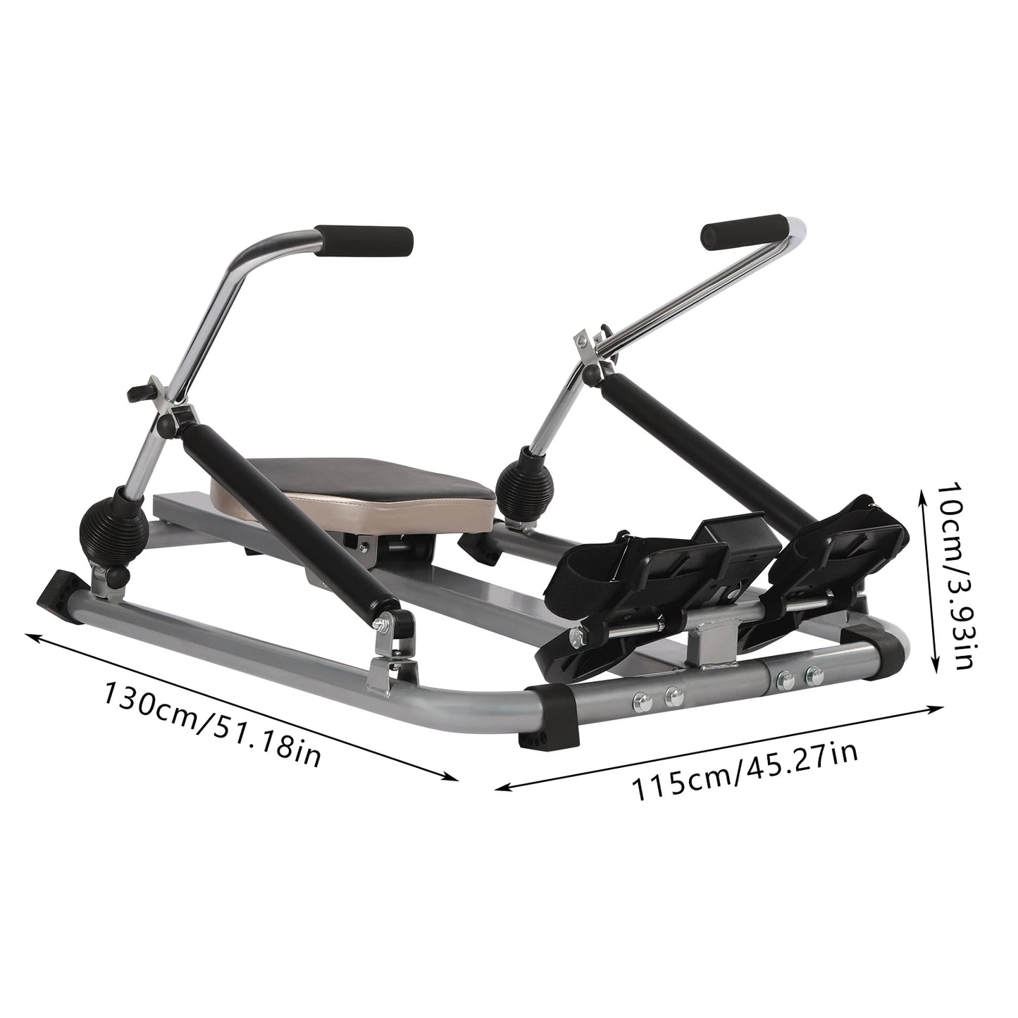 Hydraulische Roeimachine – Roeitrainer – Fitnessapparaat – Indoor Rower – Full Motion Roeimachine – Zwart – Verstelbare Weerstand 15-55kg – Stil en Compact Met LCD-Display