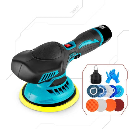 Polijstmachine Auto - Mini - Polijstmachine - Accu - Poetsmachine - 6000RPM Draadloos - 12V Elektrische - 6 Snelheden - Waxen - Compact - Krachtig -2 Batterijsets