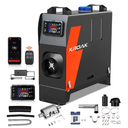 Dieselverwarmer – Diesel kachel – Parkeerverwarmer – 12V luchtverwarmer – Mobiele heater – Snelle opwarming binnen 10 minuten – Stil en energiezuinig met Bluetooth bediening - QUORE