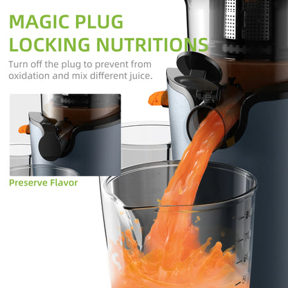 Slowjuicer - Juicer - Juice Maker - Sapcentrifuge - 78mm Voedselinvoer – 200W – 40-65RPM – Voor Hele Vruchten