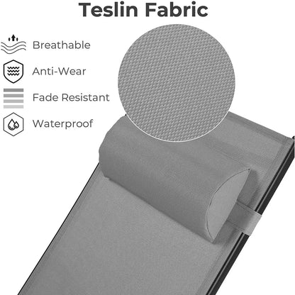 3-Delige Verstelbare Loungestoelset – Ligstoel – Tuinstoel – Relaxstoel – Buitenstoel – Aluminium Frame – Ademend Textilene - QUORE