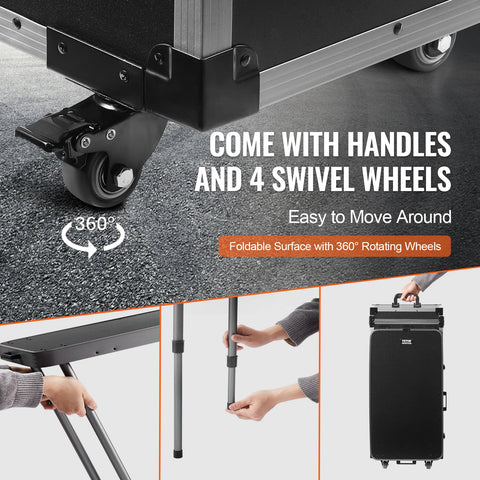 Make Up Box - Make Up Organizer - Make Up Set - Opbergdoos - Extra Groot - Make-up Cosmetica - Opbergmogelijkheid voor Make-up - met Handvat, Wielen - Zwart